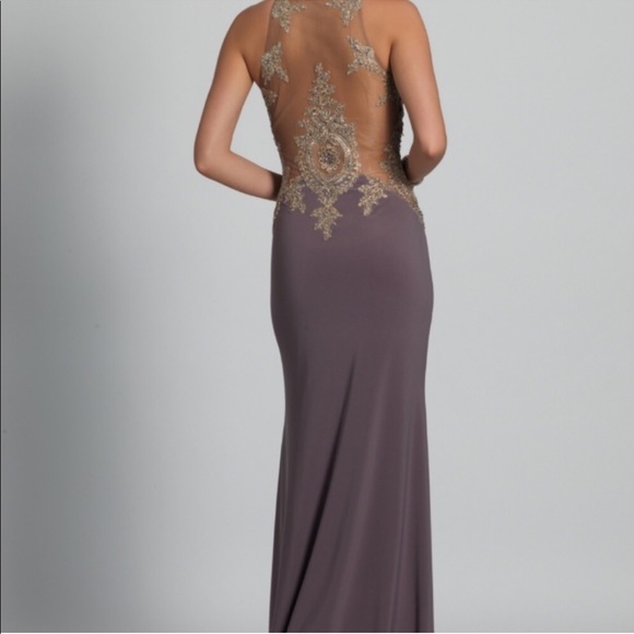 Dave and Johnny Formal Prom Dress Mauve Gold Sexy - Picture 3 of 3